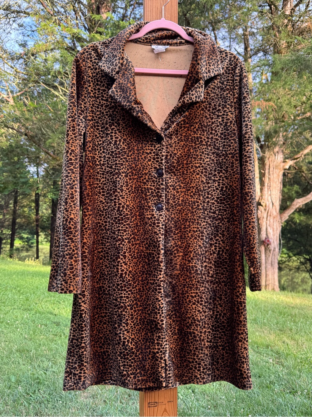 Vintage 90s Cheetah Leopard Print Velvet Coat